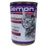 Gemon Adult Sterilised Beef полнорационный корм с кусочками телятины для взрослых стерилизованных кошек и кастрированных котов, 415 гр